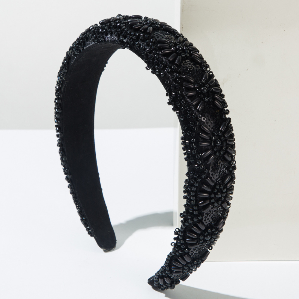 Bandeaux À Cheveux En Résine Tissée Avec Perles, Unies Et Style Rétro Luxueux 