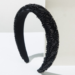 Bandeaux À Cheveux En Résine Tissée Avec Perles, Unies Et Style Rétro Luxueux h5 