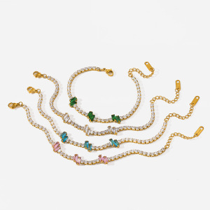 Bracelets À Maillons Pour Femmes En Acier Inoxydable Étanche, Couleur Or, Avec Zircon. h5 Image5