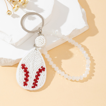 Porte-clés en alliage, forme elliptique, perles tressées, collection Simple Series Casual.