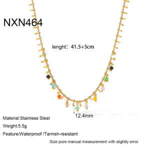 Colliers À Maillons Pour Femmes En Acier Inoxydable, Étanches, Couleur Or Et Zircon, Avec Pompon h5