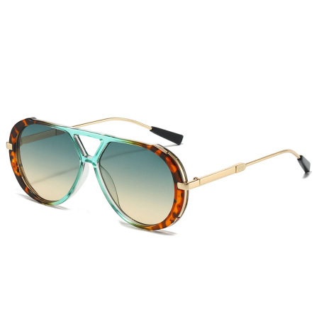 Lunettes de soleil rétro Simple Series à imprimé léopard dégradé uni