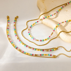 Ensembles De Bijoux Pour Femmes En Perles De Pierres Naturelles Et Acier Inoxydable Étanche h5 Image2