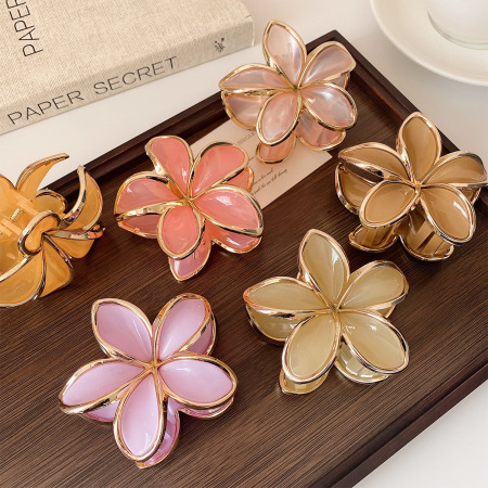 Pinces à cheveux acryliques couleur unie Sweet Flower de la série Simple