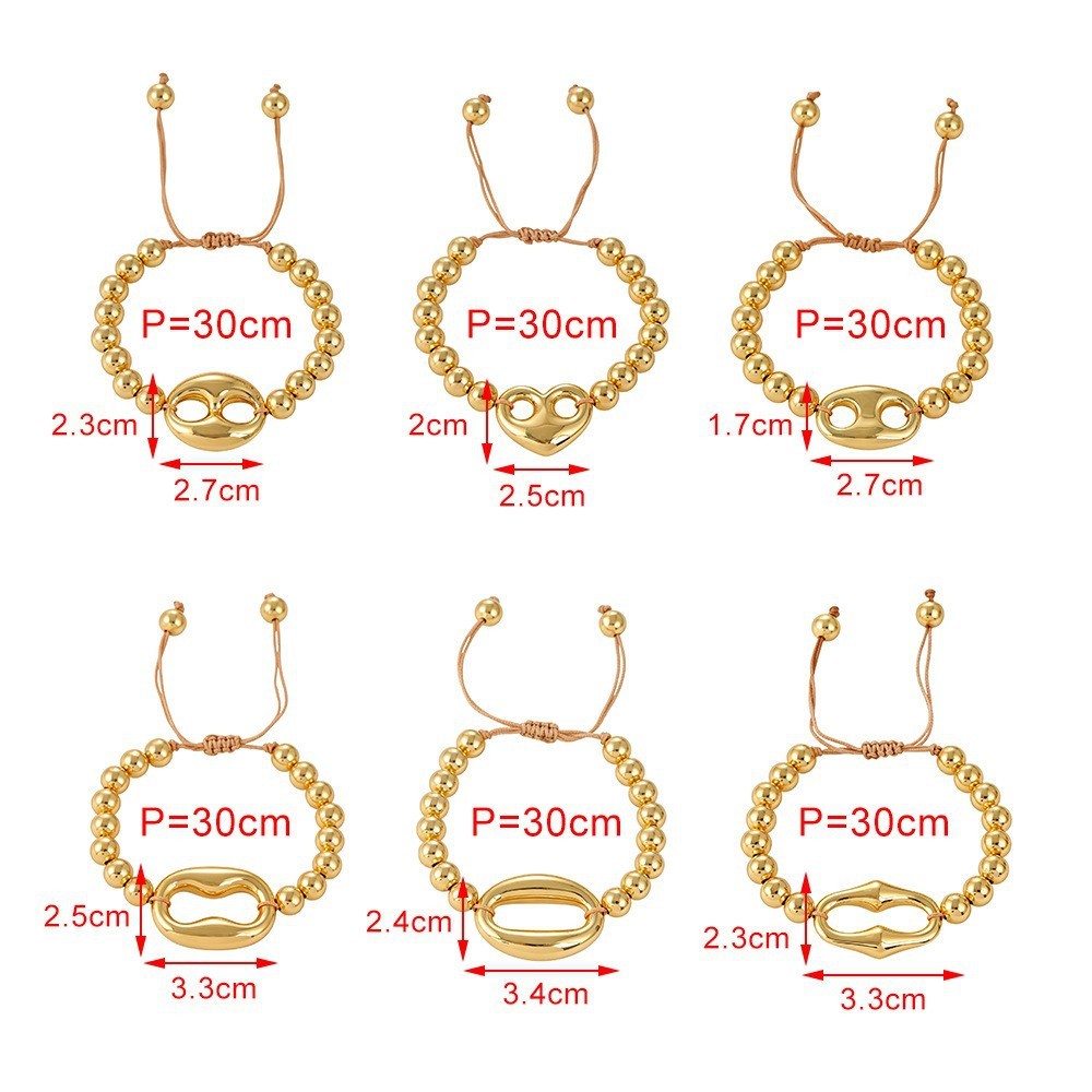 Bracelets De Perles Pour Femmes, Collection Simple, Style Décontracté, Forme Irrégulière, Couleur Cuivre Et Or Image4
