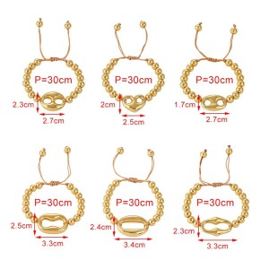 Bracelets De Perles Pour Femmes, Collection Simple, Style Décontracté, Forme Irrégulière, Couleur Cuivre Et Or h5 Image4