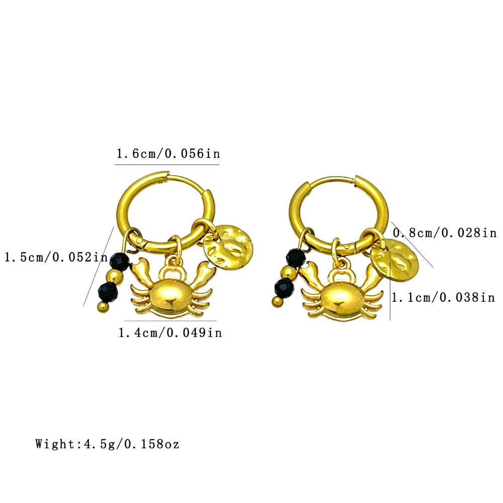 Boucles D'Oreilles Pendantes Pour Femme, Style Océanique, En Acier Inoxydable Étanche, Couleur Or Image4