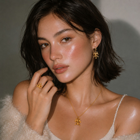 Ensembles de bijoux pour femmes Simple Series, mignons, de forme irrégulière, en acier inoxydable, étanches, couleur or