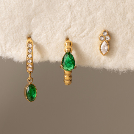 Boucles d'oreilles pour femmes, collection Simple Series, élégantes, en acier inoxydable, imperméables, avec perles en forme de goutte et zircon.