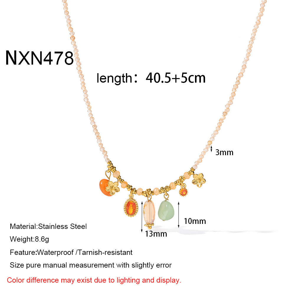 Collier De Perles Pour Femme, Collection Romantique, Forme Géométrique Quotidienne, Acier Inoxydable, Étanche, Couleur Or, Zircon. 