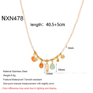 Collier De Perles Pour Femme, Collection Romantique, Forme Géométrique Quotidienne, Acier Inoxydable, Étanche, Couleur Or, Zircon. h5 