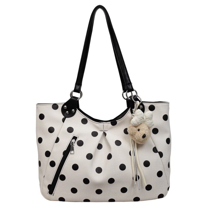 Sac Cabas Femme En Tissu À Pois Cloutés Style Décontracté 