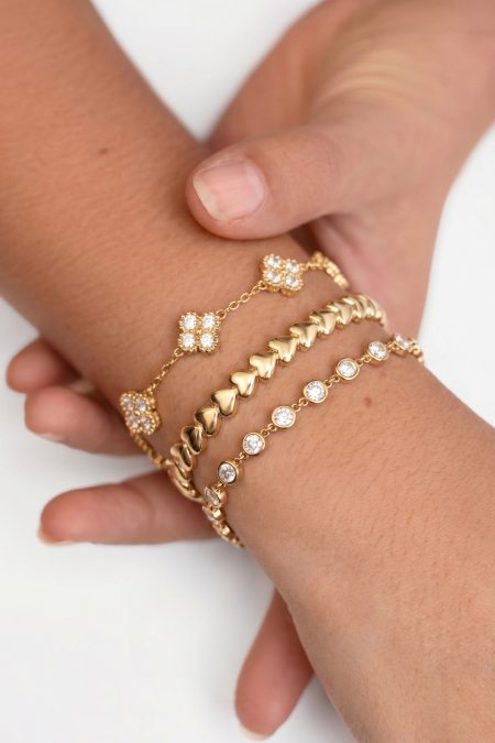 Bracelet orné de pierres rondes en oxyde de zirconium 2