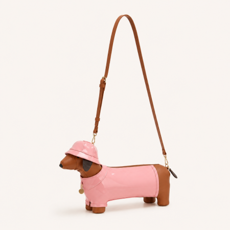 Sac à main femme style streetwear patchwork motif teckel, couleurs mélangées, en PU, style est-ouest 2