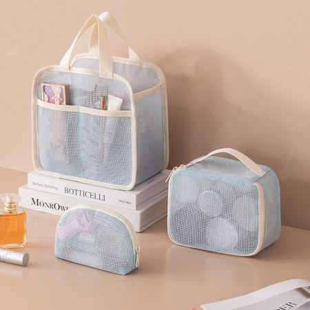 Trousse à maquillage quotidienne Simple Series en PVC tissé ajouré, couleur unie