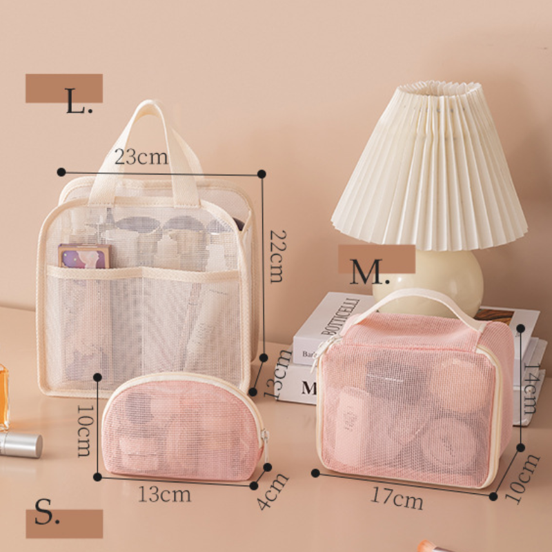 Trousse À Maquillage Quotidienne Simple Series En Pvc Tissé Ajouré, Couleur Unie Image4