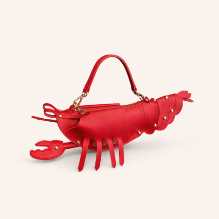 Sac à main femme style streetwear, patchwork de homards, couleur unie, style océanique, en PU, style est-ouest