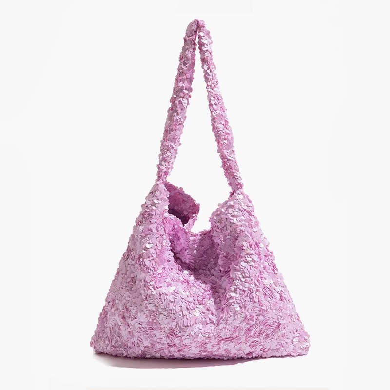 Sac Carré Pour Femme En Polyester Uni À Sequins, Style Décontracté Image2