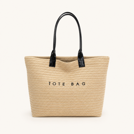 Sac cabas femme en raphia uni, brodé et tissé, style décontracté