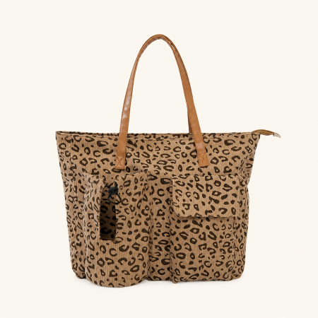 Sac cabas femme en velours côtelé imprimé léopard duveteux style décontracté 2
