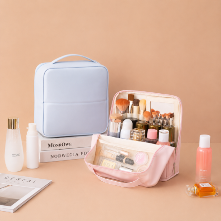 Trousses de maquillage quotidiennes en PU de couleur unie de la gamme Simple Series