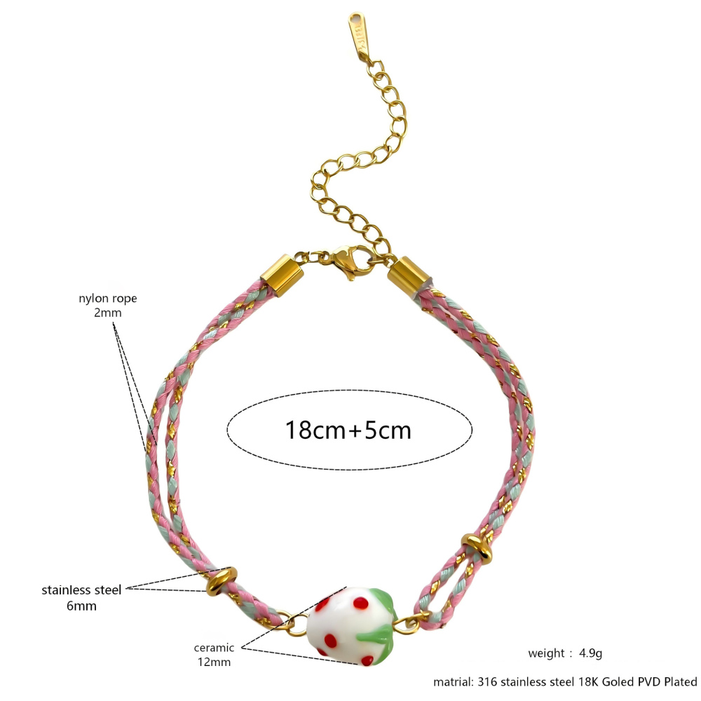 Bracelets Tressés Pour Femmes, Motif Fraise, Couleur Or 