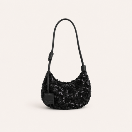 Sac rond femme en polyester patchwork uni à sequins style décontracté 2