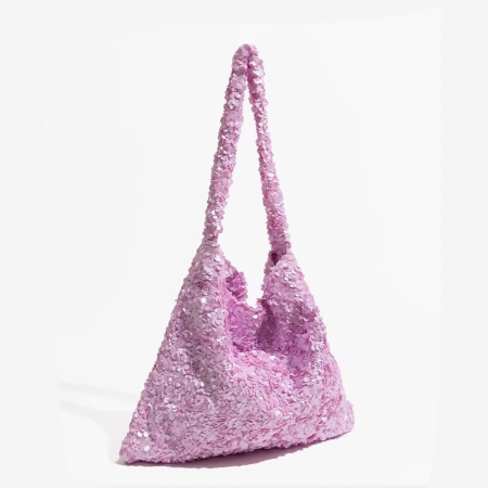 Sac carré pour femme en polyester uni à sequins, style décontracté