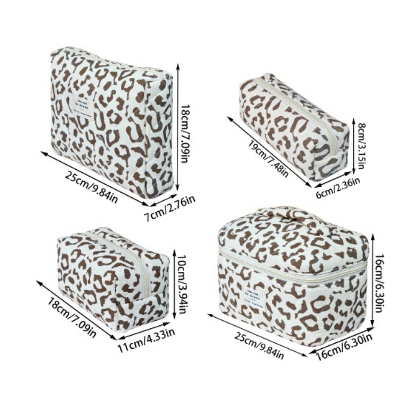 Trousses À Maquillage En Coton Imprimé Léopard Rétro De La Série Simple, Couleurs Assorties h5Image5