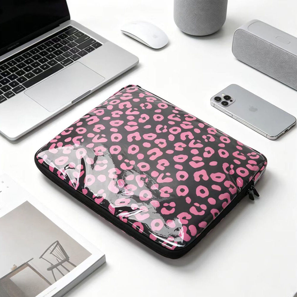 Sacoche D'Ordinateur Portable Décontractée En Pvc À Nœud Papillon Imprimé Léopard Cerise Avec Détail Nœud Papillon h5Image2