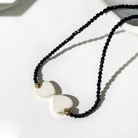 Colliers de perles simples en cristal et en forme de cœur pour femmes