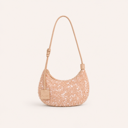 Sac rond femme en polyester patchwork uni à sequins style décontracté