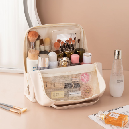 Trousses de maquillage quotidiennes en PU de couleur unie de la gamme Simple Series 2