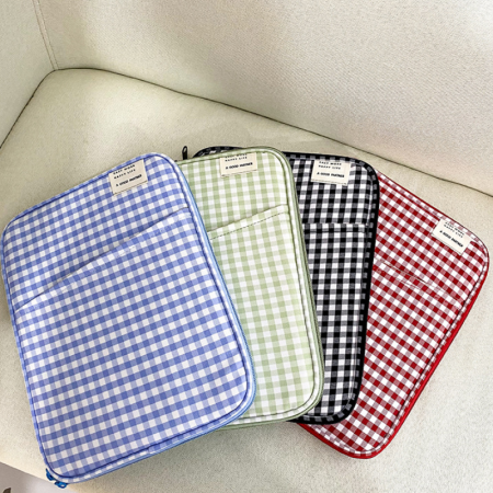 Sacoche d'ordinateur portable femme en tissu à carreaux imprimé style décontracté 2