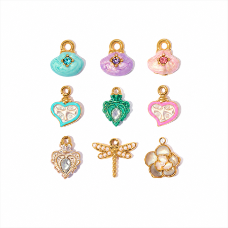Pendentifs pour femmes en acier inoxydable, couleur or, forme irrégulière, cœur et animal, à faire soi-même (Série Simple)