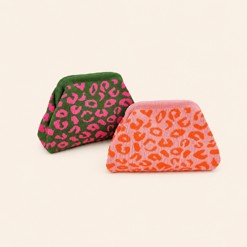 Pochette Élastique Tissée Unie À Motif Léopard Rayé Et Carreaux, De Couleur Mélangée Et Ajourée, Collection Simple Series Daily Letter h5Image4