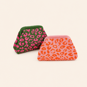 Pochette Élastique Tissée Unie À Motif Léopard Rayé Et Carreaux, De Couleur Mélangée Et Ajourée, Collection Simple Series Daily Letter h5 Image4