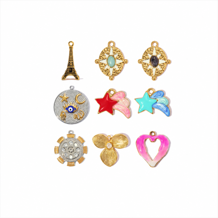 Pendentifs pour femmes en acier inoxydable, couleur or, forme irrégulière, cœur et étoile, à faire soi-même, collection classique