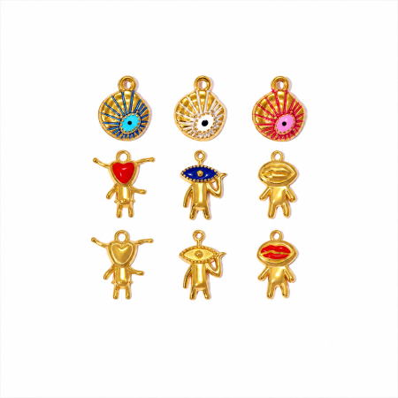 Pendentif œil du diable DIY de forme irrégulière en acier inoxydable étanche couleur or, série classique