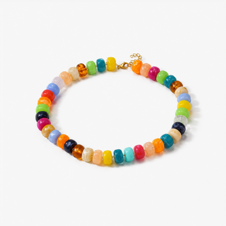 Colliers de perles ethniques bohèmes de forme géométrique en acrylique doré pour femmes