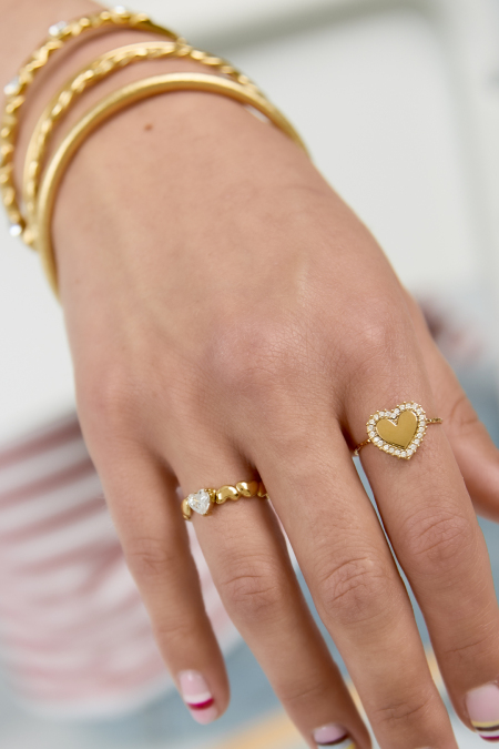 Bagues en acier inoxydable en forme de cœur, collection Daily Simple, bijoux pour femmes 2