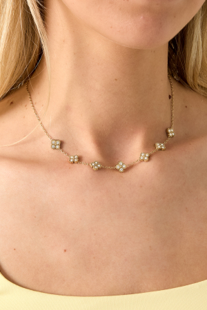 Collier Orné De Trèfles Sertis De Zirconias h5 Image2