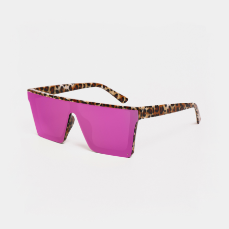 Lunettes de soleil de luxe rétro à imprimé léopard uni, dégradé de couleurs.