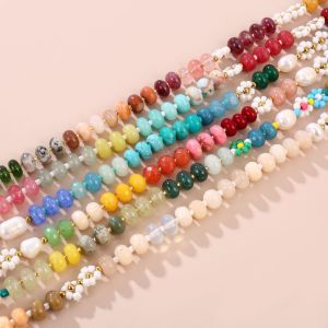Colliers De Perles Pour Femmes, Ornés De Fleurs Colorées Et De Pierres Naturelles h5 Image3