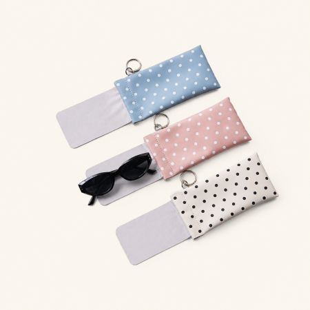 Étui à lunettes de soleil Simple Series Daily Solid Color à pois en PU 2