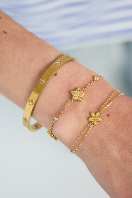 Bracelet orné d'un motif alterné de fleurs et de pierres 2
