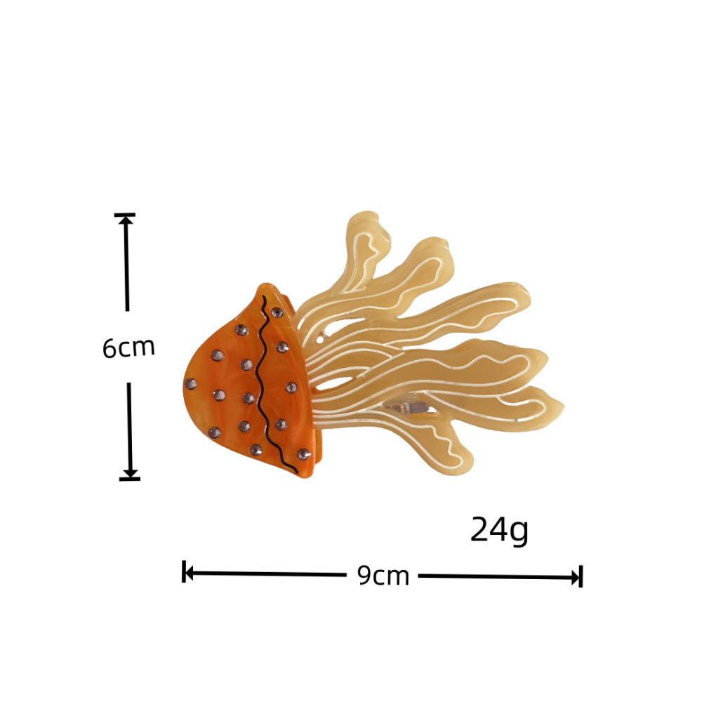 Série Simple Animaux Naturels Dessin Animé Style Océanique Coquillage Étoile De Mer Couleur Dégradée Cheveux En Acétate Griffes Image5