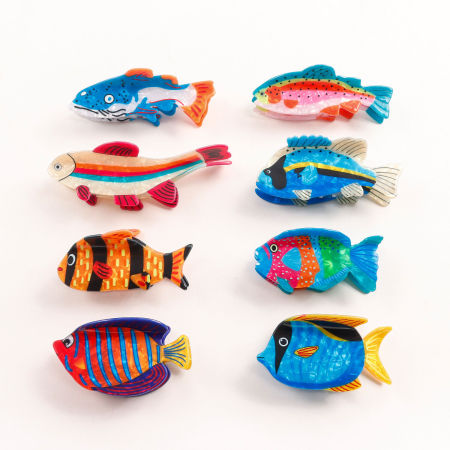 Pinces à cheveux en acétate de poisson, style océanique naturel, série simple