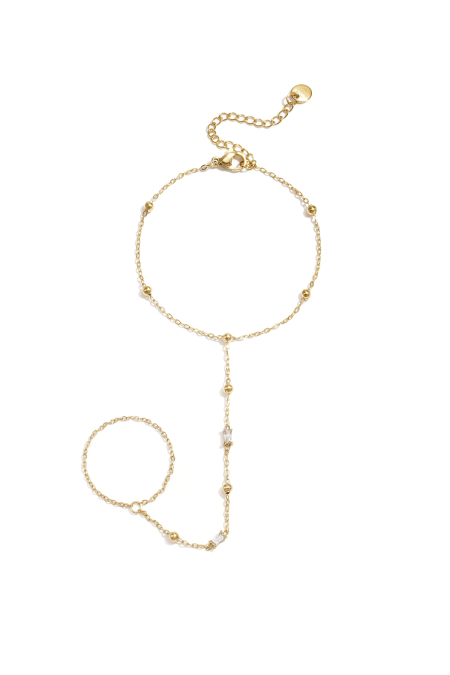 Chaîne de main avec perles et pierres rectangulaires