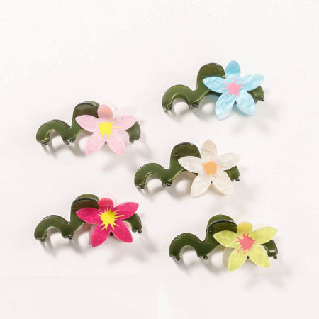 Pinces à cheveux pour enfants en PVC, forme irrégulière, couleur assortie, motif fleur douce, série Simple